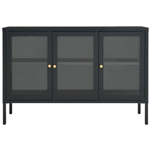 Credenza Antracite 105x35x70 cm in Acciaio e Vetro cod mxl 12203