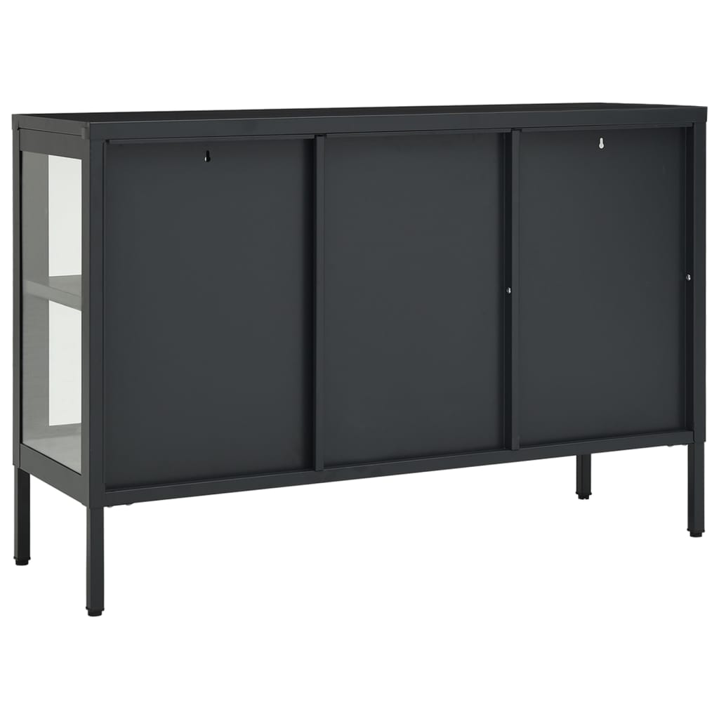 Credenza Antracite 105x35x70 cm in Acciaio e Vetro cod mxl 12203