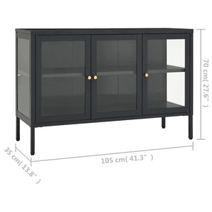 Credenza Antracite 105x35x70 cm in Acciaio e Vetro cod mxl 12203