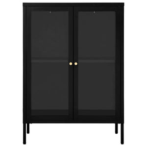 Credenza Nera 75x35x105 cm in Acciaio e Vetro cod mxl 9330