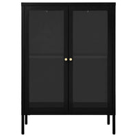 Credenza Nera 75x35x105 cm in Acciaio e Vetro 336070