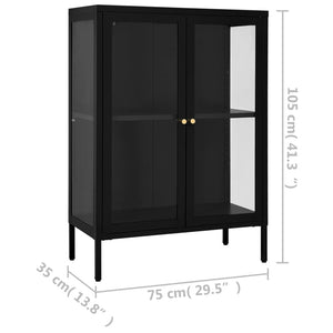 Credenza Nera 75x35x105 cm in Acciaio e Vetro cod mxl 9330