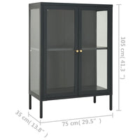 Credenza Antracite 75x35x105 cm in Acciaio e Vetro 336072