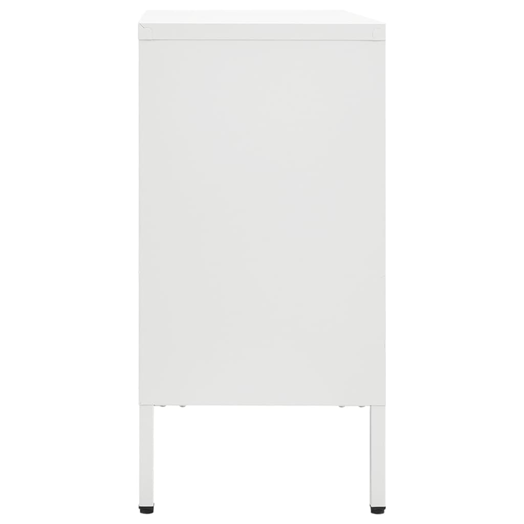 Credenza Bianca 75x35x70 cm in Acciaio e Vetro Temperato cod mxl 23360