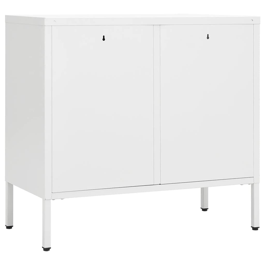 Credenza Bianca 75x35x70 cm in Acciaio e Vetro Temperato cod mxl 23360