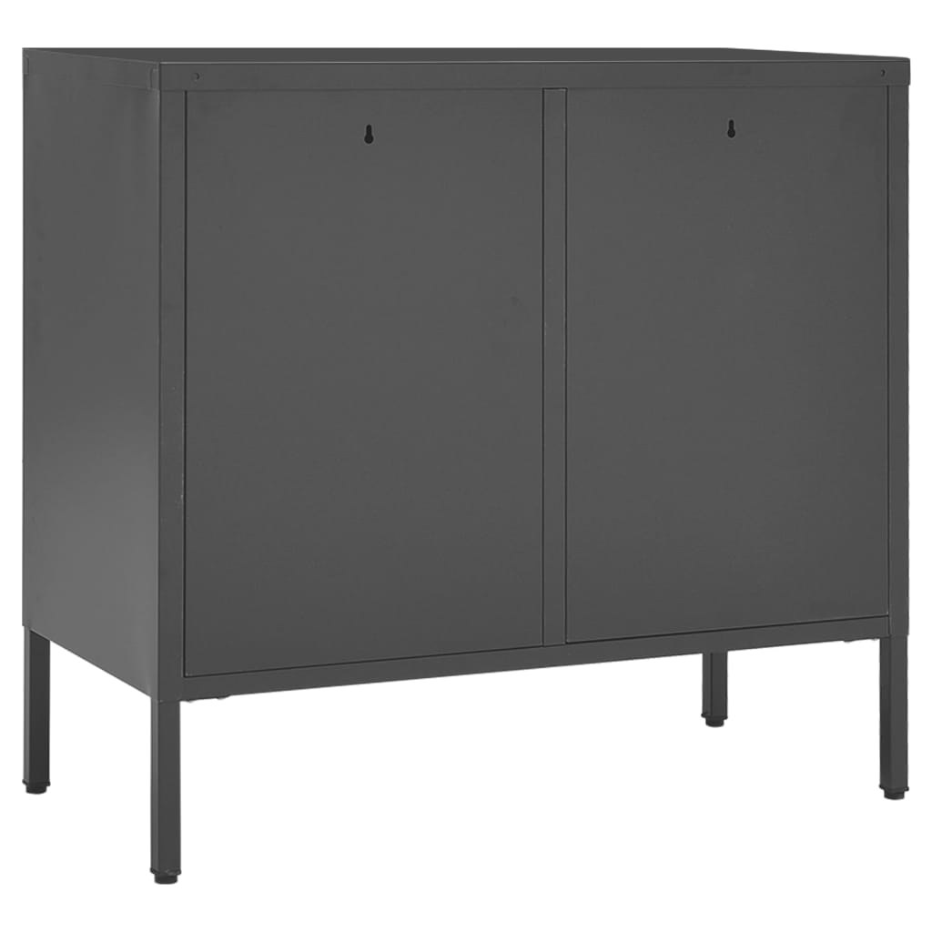 Credenza Antracite 75x35x70 cm in Acciaio e Vetro Temperato cod mxl 16444