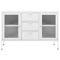 Credenza Bianca 105x35x70 cm in Acciaio e Vetro Temperato cod mxl 6546