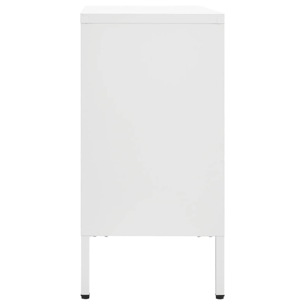 Credenza Bianca 105x35x70 cm in Acciaio e Vetro Temperato cod mxl 6546