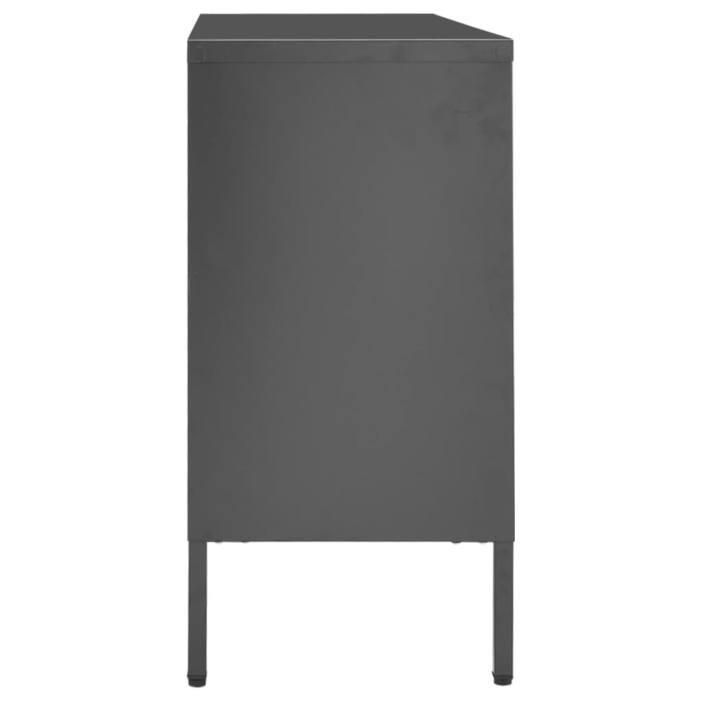 Credenza Antracite 105x35x70 cm in Acciaio e Vetro Temperato