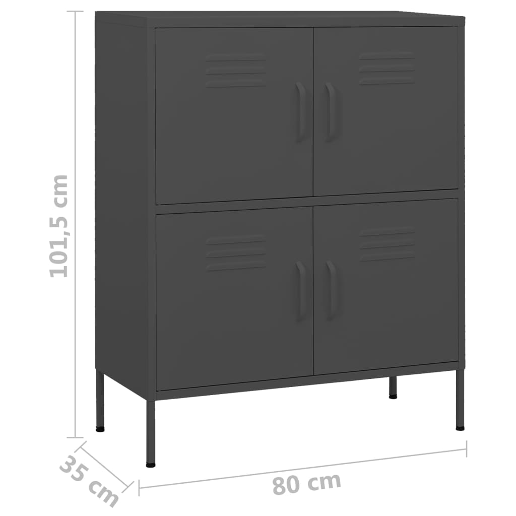 Armadietto Antracite 80x35x101,5 cm in Acciaio cod mxl 51337