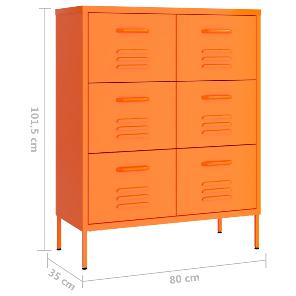 Cassettiera Arancione 80x35x101,5 cm in Acciaio cod mxl 43001