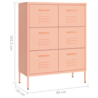 Cassettiera Rosa 80x35x101,5 cm in Acciaio 336148