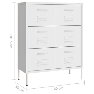 Cassettiera Bianca 80x35x101,5 cm in Acciaio cod mxl 41542