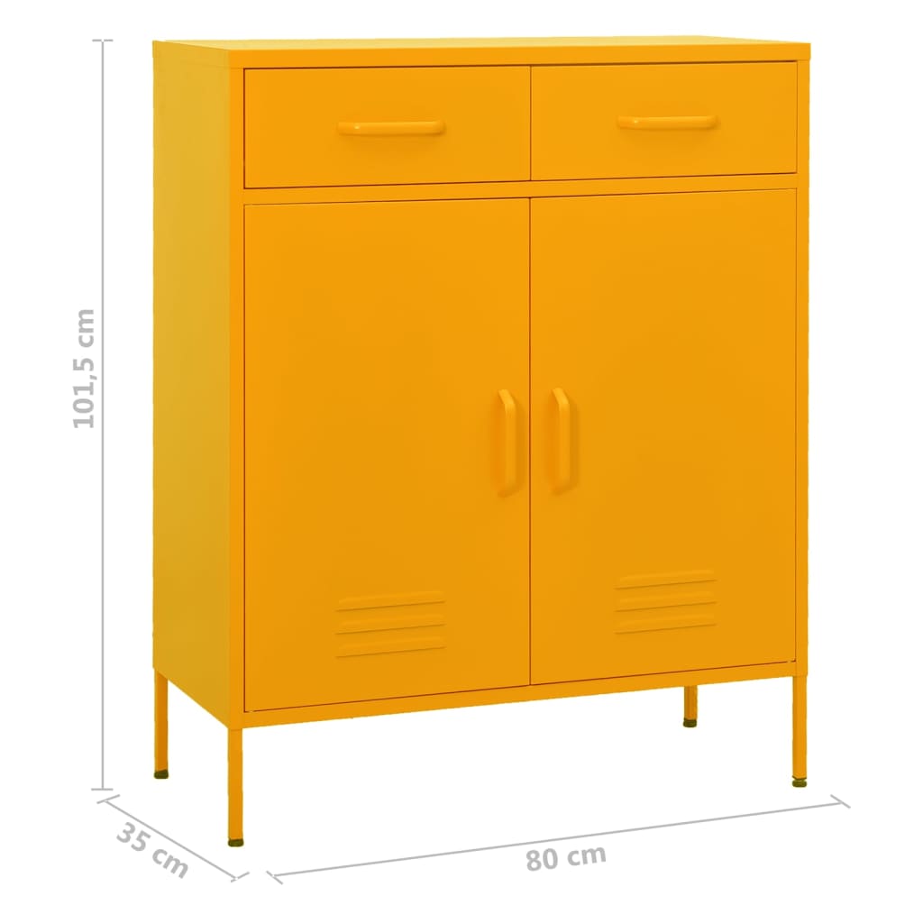 Armadietto Giallo Senape 80x35x101,5 cm in Acciaio 336155