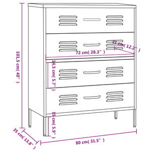 Cassettiera Rosa 80x35x101,5 cm in Acciaio cod mxl 77080