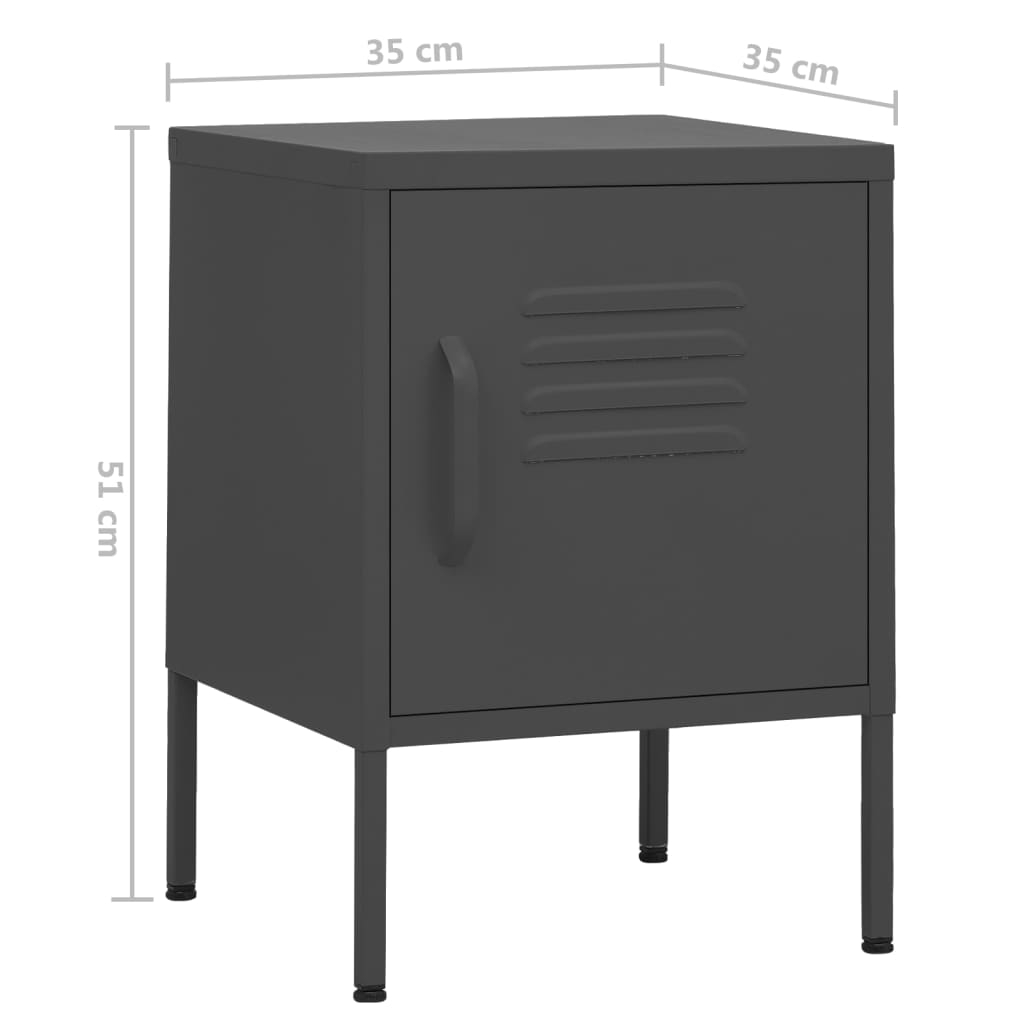 Comodino Antracite 35x35x51 cm in Acciaio cod mxl 30683