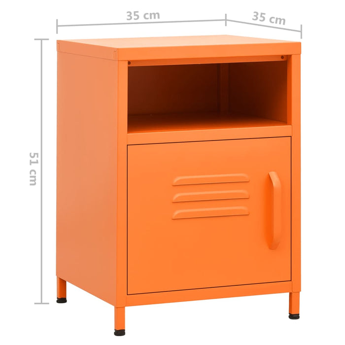 Comodino Arancione 35x35x51 cm in Acciaio 336219