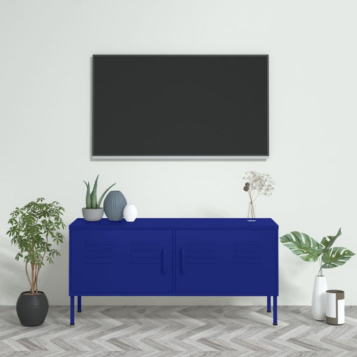 Mobile TV Blu Marino 105x35x50 cm in Acciaio 336226