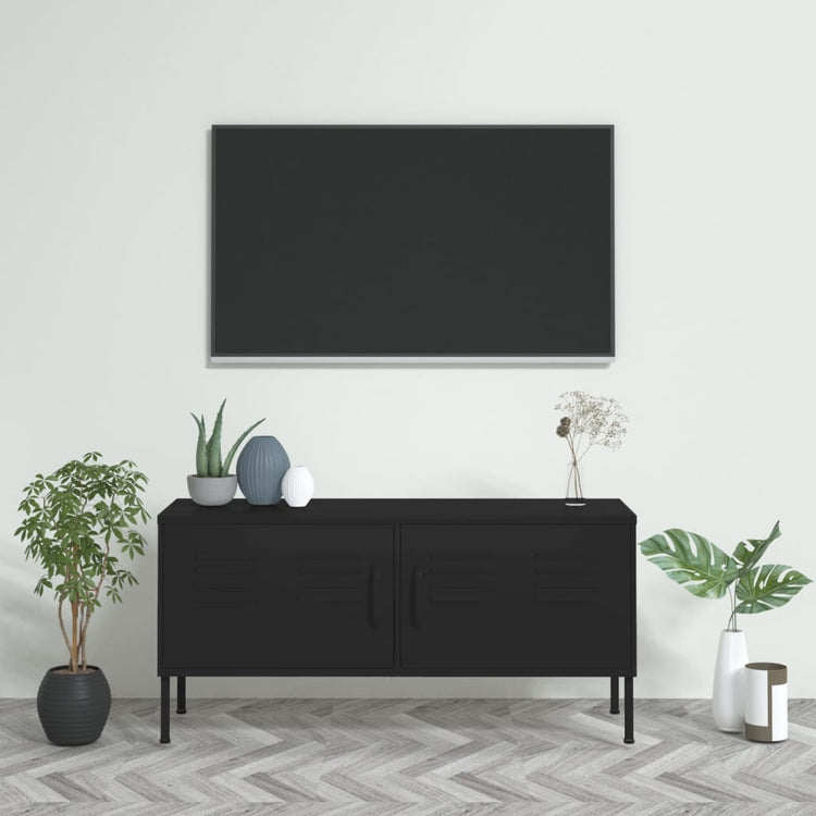 Mobile TV Nero 105x35x50 cm in Acciaio cod mxl 7793