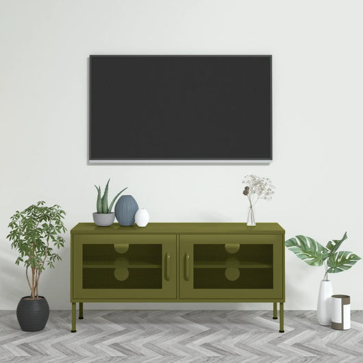 Mobile TV Verde Oliva 105x35x50 cm in Acciaio cod mxl 16880