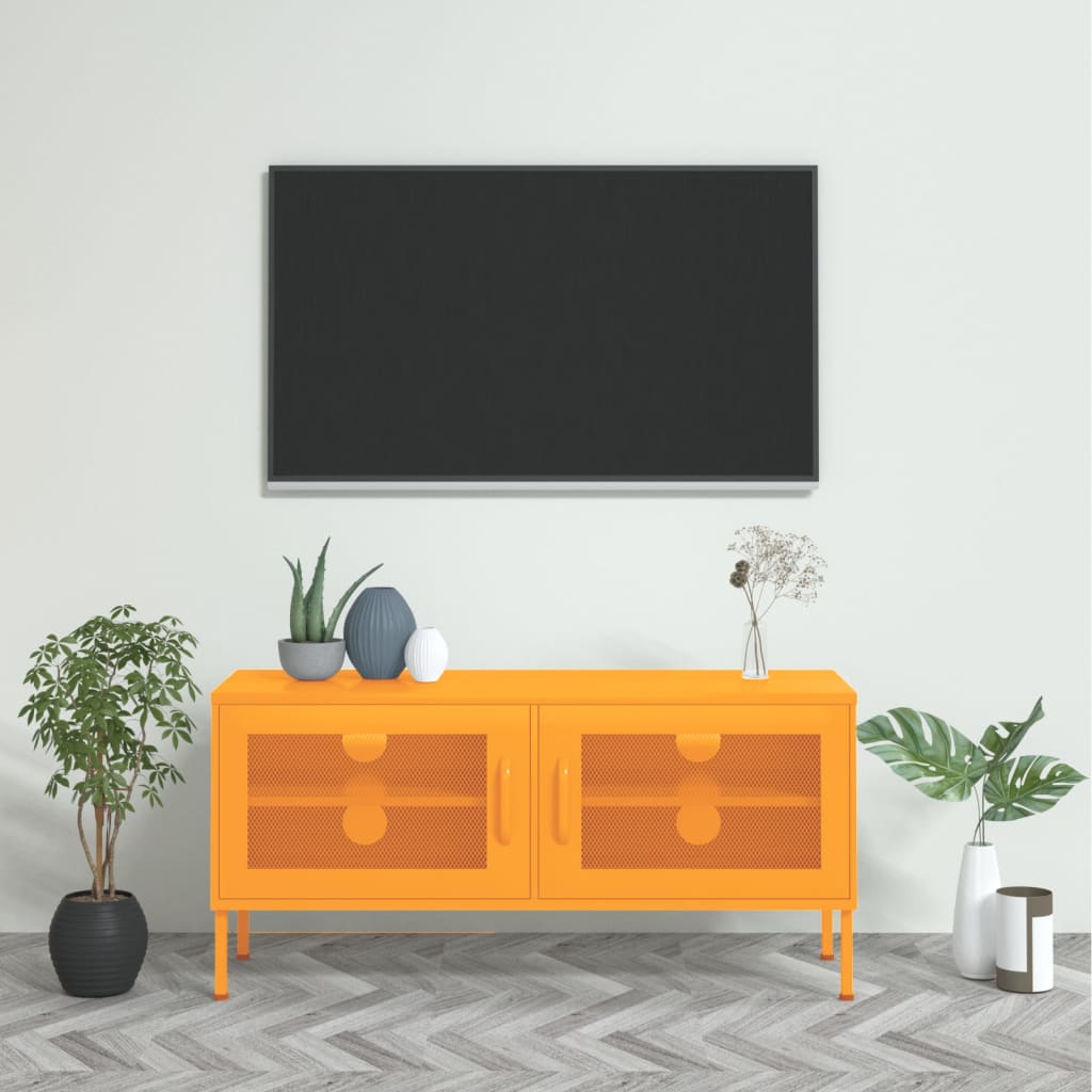 Mobile TV Giallo Senape 105x35x50 cm in Acciaio 336236