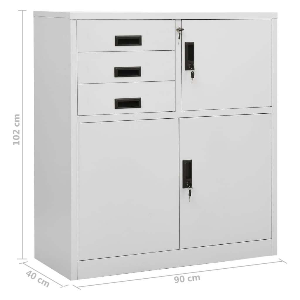 Armadio per Ufficio Grigio Chiaro 90x40x102 cm in Acciaio 336406