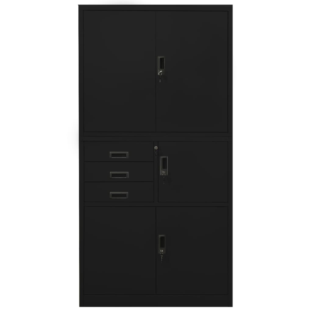 Armadio per Ufficio Nero 90x40x180 cm in Acciaio cod mxl 36771