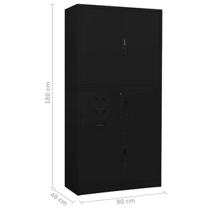 Armadio per Ufficio Nero 90x40x180 cm in Acciaio 336415