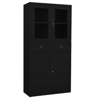 Armadio per Ufficio Nero 90x40x180 cm in Acciaio e Vetro 336423