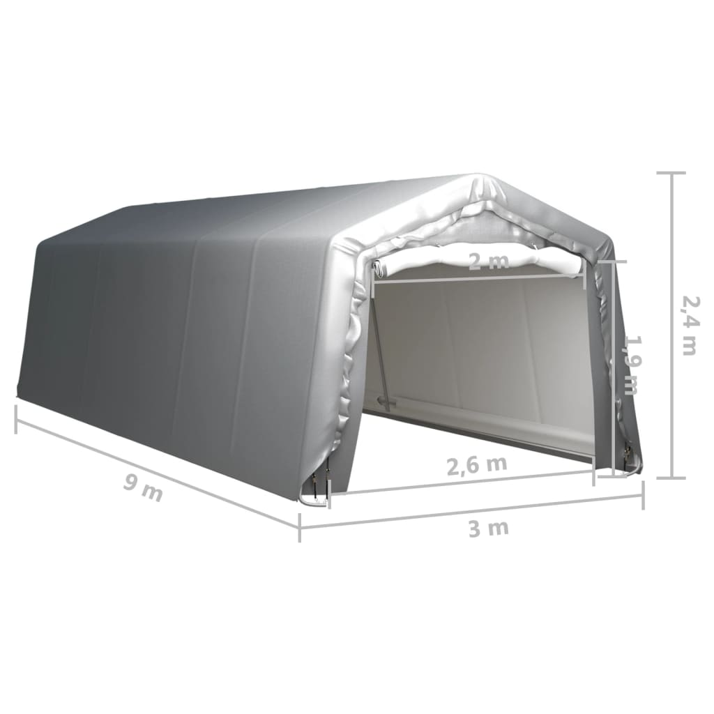 Tenda Capannone 300x900 cm Grigio Acciaio 