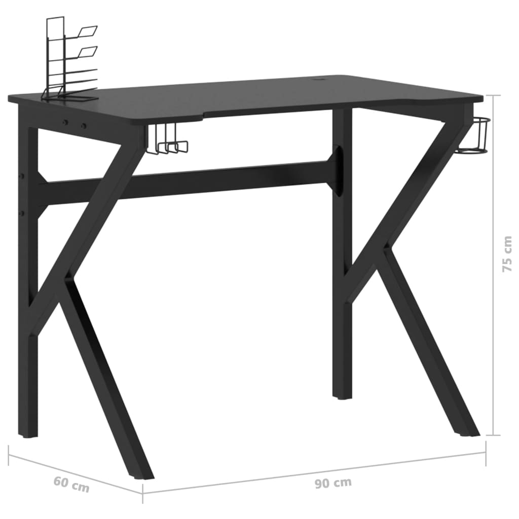 Scrivania da Gaming con Gambe a Forma di K Nera 90x60x75cm cod mxl 61148