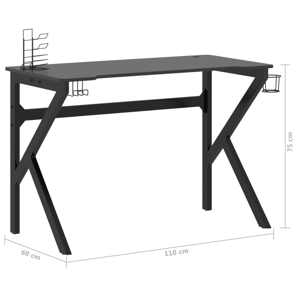 Scrivania da Gaming con Gambe a Forma di K Nera 110x60x75cm cod mxl 62020