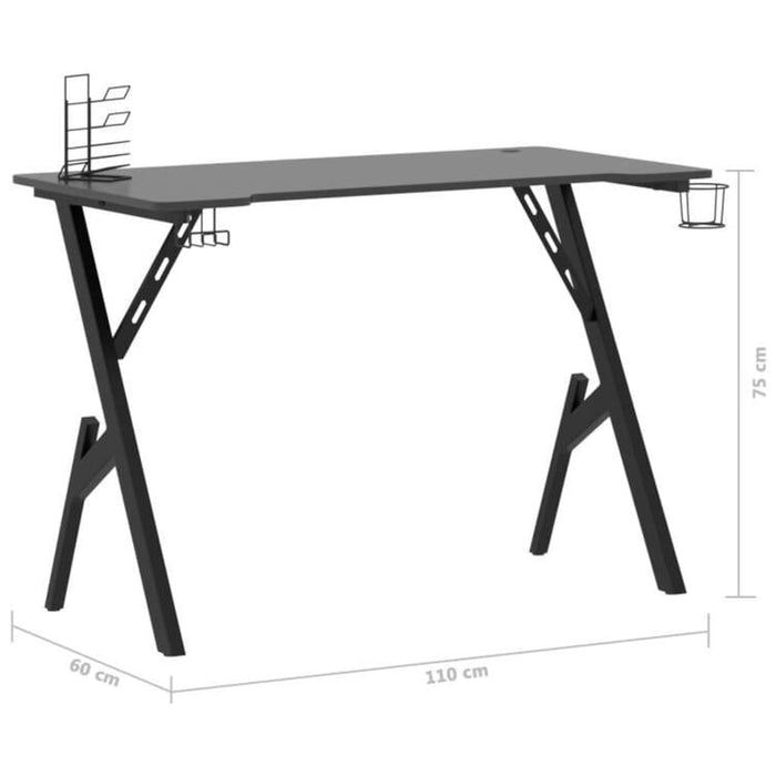 Scrivania da Gaming con Gambe a Forma di Y Nera 110x60x75cm 325406