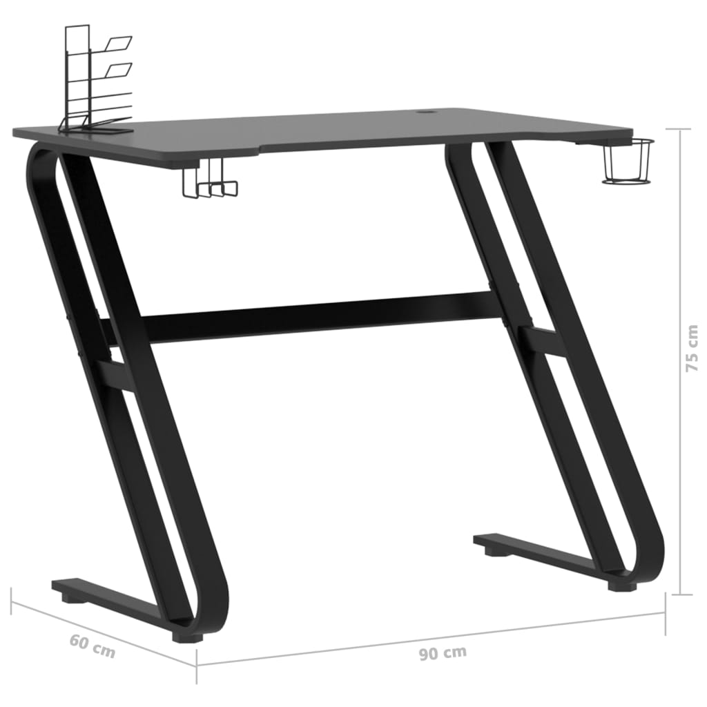 Scrivania da Gaming con Gambe a Forma di ZZ Nera 90x60x75cm cod mxl 73418