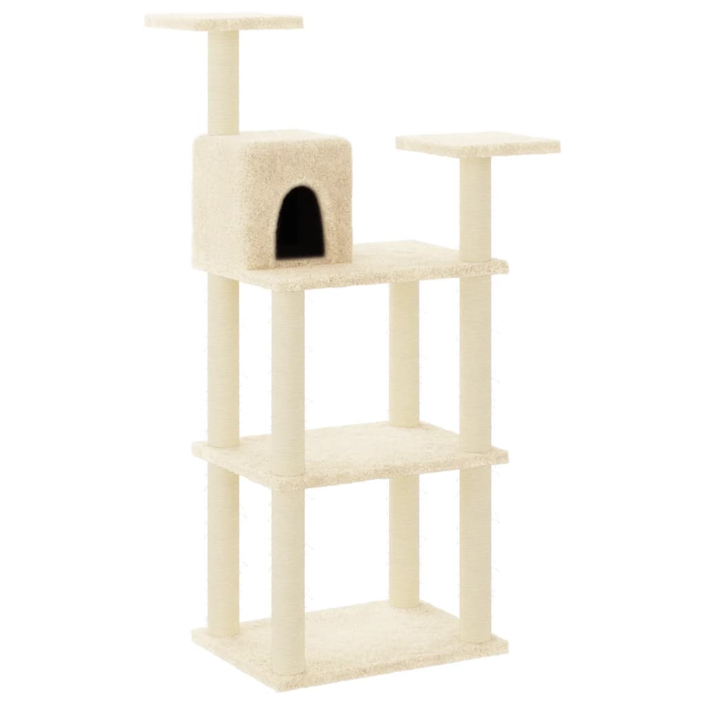 Albero per Gatti con Tiragraffi in Sisal Crema 119 cm 171427