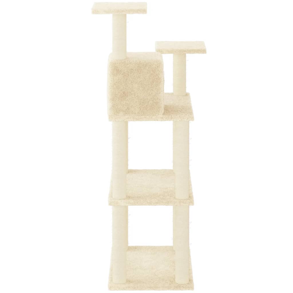 Albero per Gatti con Tiragraffi in Sisal Crema 119 cm 171427