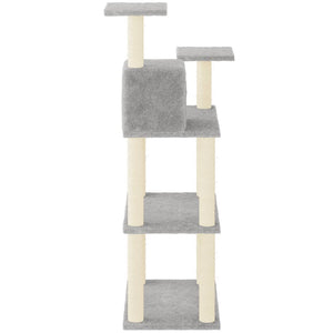 Albero per Gatti con Tiragraffi in Sisal Grigio Chiaro 119 cm