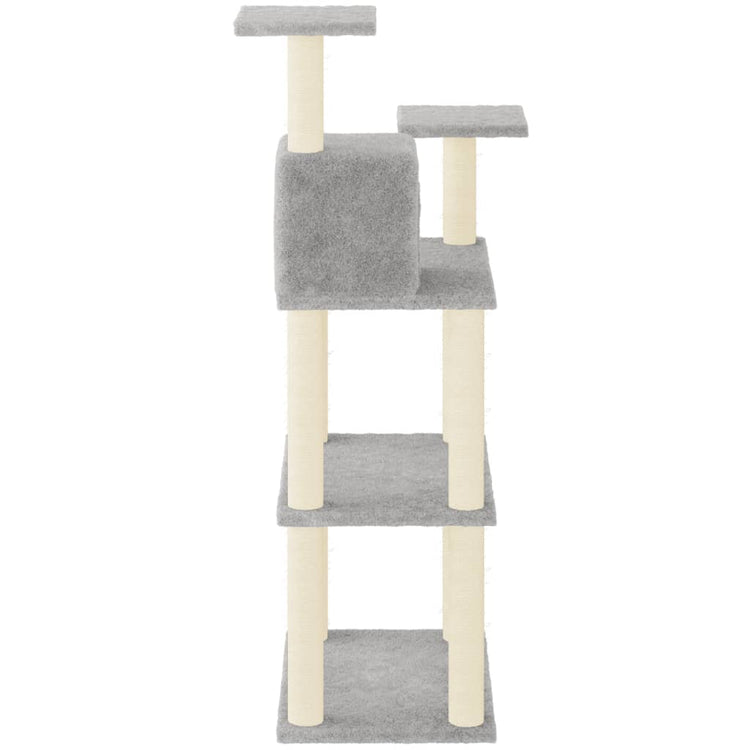 Albero per Gatti con Tiragraffi in Sisal Grigio Chiaro 119 cm