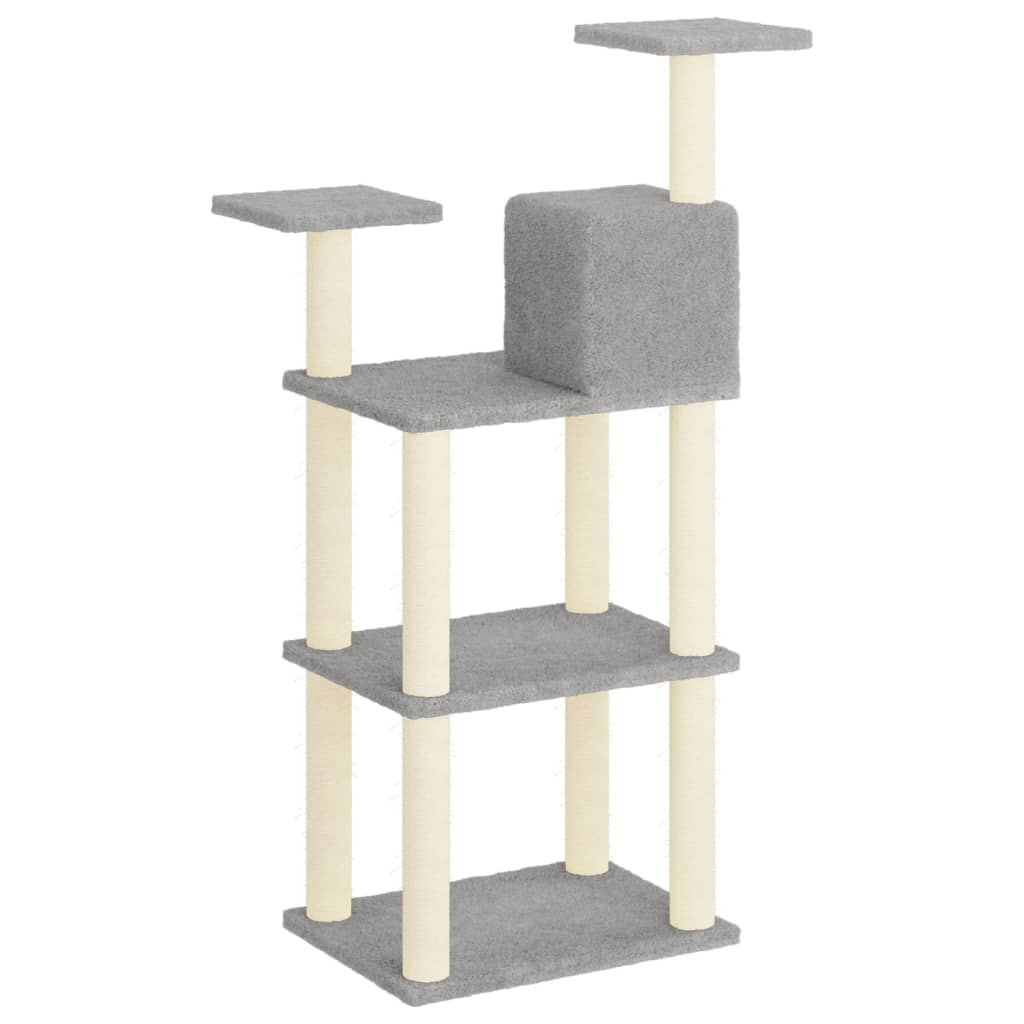 Albero per Gatti con Tiragraffi in Sisal Grigio Chiaro 119 cm