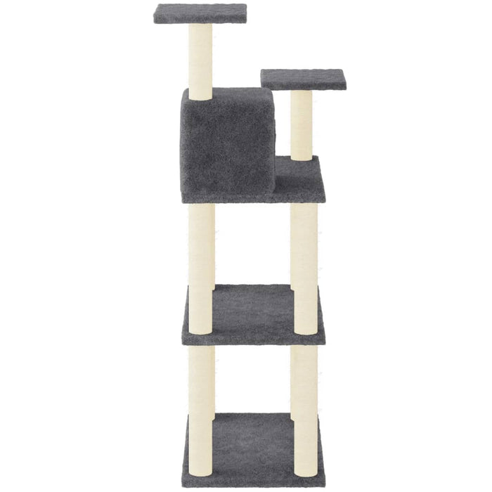 Albero per Gatti con Tiragraffi in Sisal Grigio Scuro 119 cm