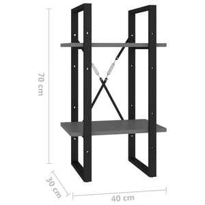 Libreria a 2 Ripiani Grigia 40x30x70 cm in Truciolato cod mxl 10040