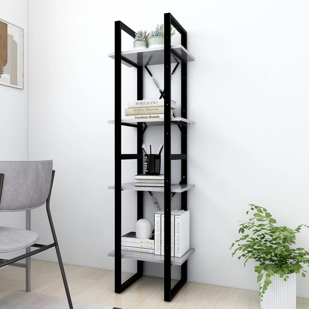 Libreria a 4 Ripiani Grigio Cemento 40x30x140 cm in Truciolato cod mxl 5789