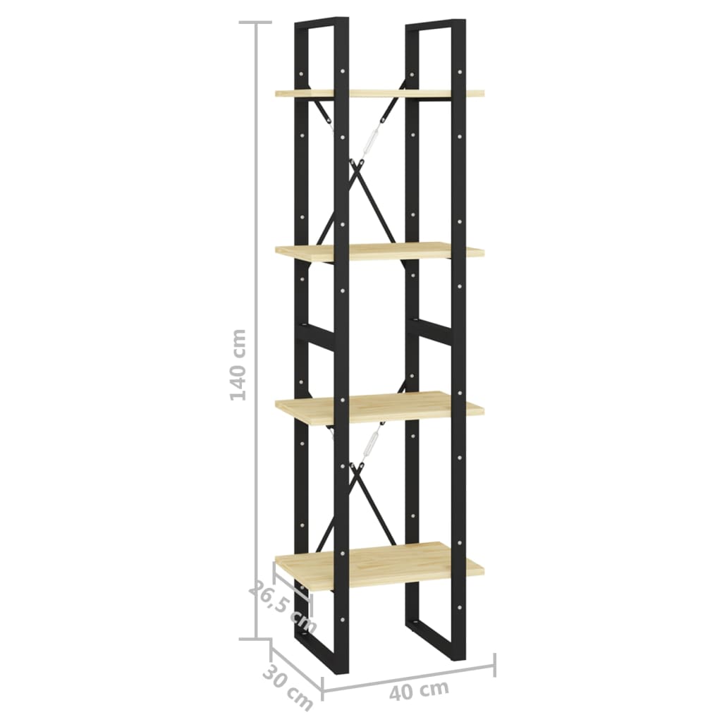 Libreria a 4 Ripiani 40x30x140 cm in Legno Massello di Pino 806422