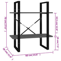 Libreria a 2 Ripiani Grigia 60x30x70 cm in Truciolato 806429