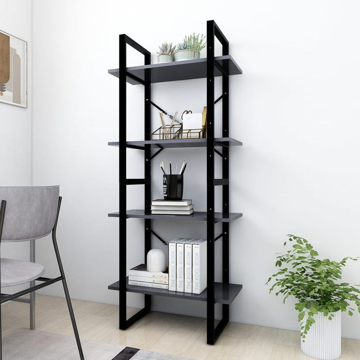 Libreria a 4 Ripiani Grigia 60x30x140 cm in Legno Multistrato 806439