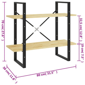 Libreria a 2 Ripiani 80x30x70 cm in Massello di Pino cod mxl 33775