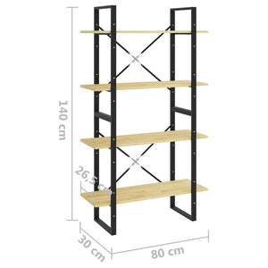 Libreria a 4 Ripiani 80x30x140 cm in Massello di Pino cod mxl 16703