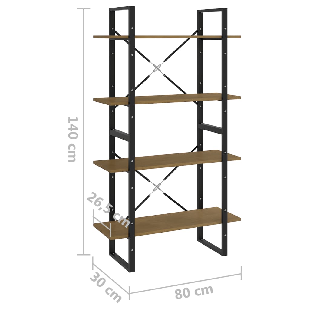 Libreria a 4 Ripiani Marrone 80x30x140 cm in Massello di Pino 806465