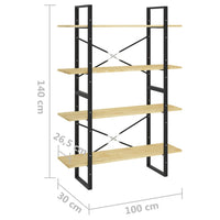 Libreria a 4 Ripiani 100x30x140 cm in Legno Massello di Pino 806482