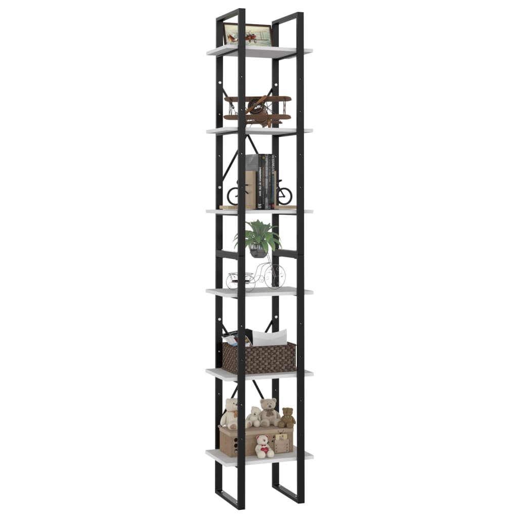 Libreria a 6 Ripiani Bianca 40x30x210 cm in Legno Multistrato cod mxl 17043